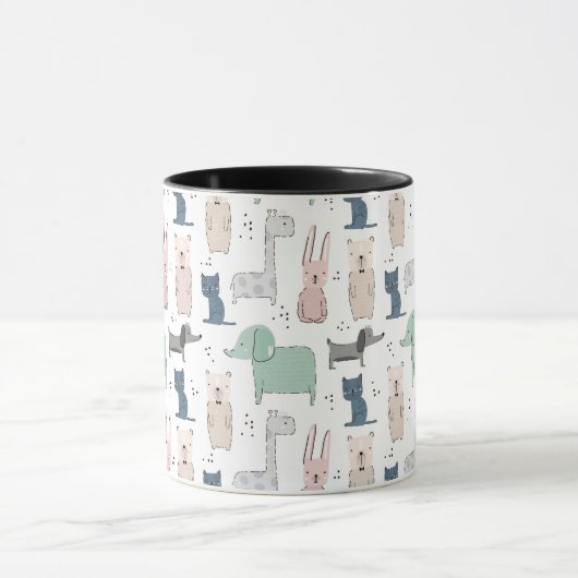 かわいいパステルベビー動物のパターン マグカップ (中央)