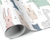 かわいいパステルベビー動物のパターン ラッピングペーパー (ロールコーナー)