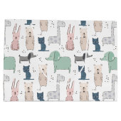 かわいいパステルベビー動物のパターン ラージペーパーバッグ (裏面)