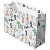 かわいいパステルベビー動物のパターン ラージペーパーバッグ (裏面アングル)