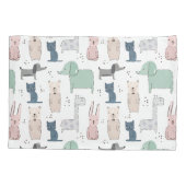 かわいいパステルベビー動物のパターン 枕カバー (裏面)