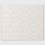 かわいいパステルホースシューズとハートオンクリーム ラッピングペーパー (フラット)