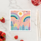 かわいいパステルボホレインボー&サンオーバーフォレスト スタンダードカクテルナプキン (インサイチュ)