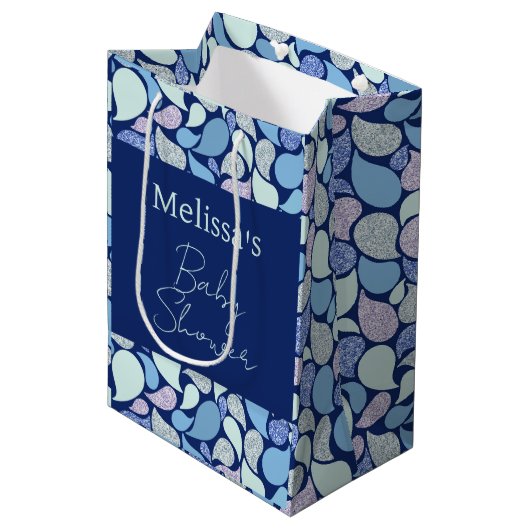 かわいいパステルマーメイドティアドロップガーリー海パターン ミディアムペーパーバッグ (正面アングル)