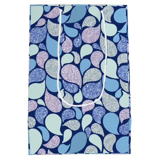 かわいいパステルマーメイドティアドロップガーリー海パターン ミディアムペーパーバッグ (裏面)