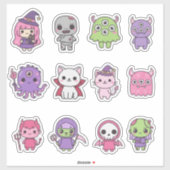 かわいいパステルモンスターマッシュステッカーセット シール (シート)