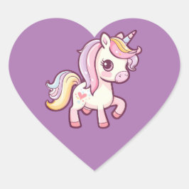 かわいいパステルユニコーン ハートシール