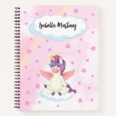 かわいいパステルユニコーン ピンクの星の女の子用ノート ノートブック (正面)