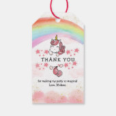 かわいいパステルユニコーン&レインボー誕生日サンキューバッド ギフトタグ (裏面)