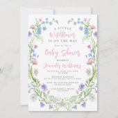 かわいいパステルリトルワイルドフラワーベビーガールシャワー 招待状 (正面)