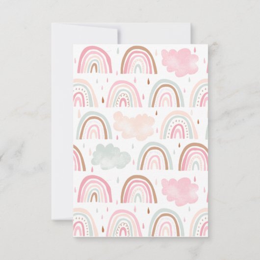 かわいいパステルレインボーガールの誕生日パーティー サンキューカード (裏面)