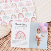かわいいパステルレインボーガールズバースデーパーティー写真 サンキューカード