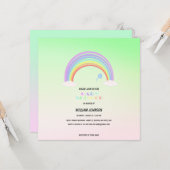 かわいいパステルレインボーグラディエントフラワーベビーシャワーギ カード (正面/裏面インサイチュ)