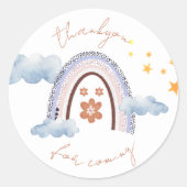 かわいいパステルレインボースターありがとう ラウンドシール (正面)