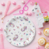 かわいいパステルレインボーユニコーンパターンバースデーパーティー ペーパープレート (パーティー)