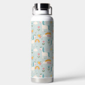 かわいいパステルレインボーユニコーンパターン ウォーターボトル (背面)