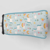 かわいいパステルレインボーユニコーンパターン ゴルフヘッドカバー (正面)