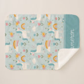 かわいいパステルレインボーユニコーンパターン シェルパブランケット (正面(横))