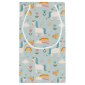 かわいいパステルレインボーユニコーンパターン スモールペーパーバッグ (裏面)