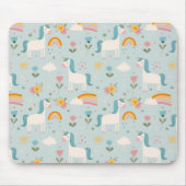 かわいいパステルレインボーユニコーンパターン マウスパッド (正面)