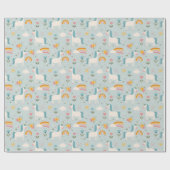 かわいいパステルレインボーユニコーンパターン ラッピングペーパー (フラット)