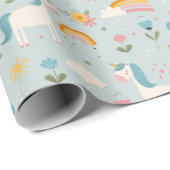 かわいいパステルレインボーユニコーンパターン ラッピングペーパー (ロールコーナー)