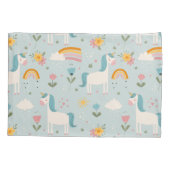 かわいいパステルレインボーユニコーンパターン 枕カバー (裏面)