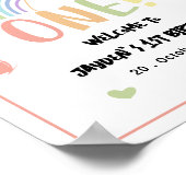 かわいいパステルレインボー1stバースデーウェルカムサイン ポスター (角)