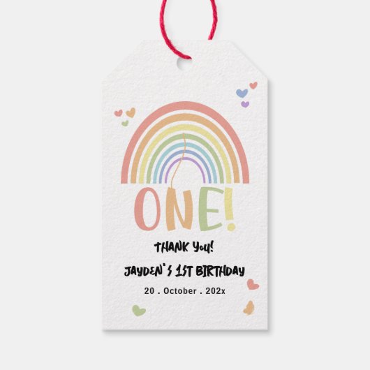 かわいいパステルレインボー1st誕生日 ギフトタグ (裏面)