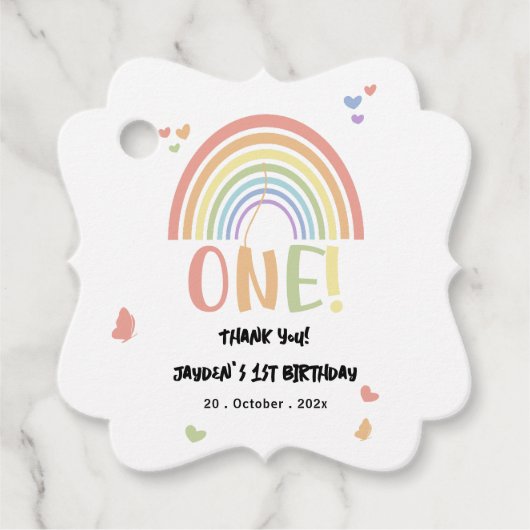 かわいいパステルレインボー1st誕生日 フェイバータグ (正面)