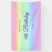 かわいいパステルレインボー 9歳の誕生日バックドロップ 横断幕 (縦)