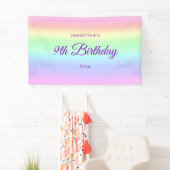 かわいいパステルレインボー 9歳誕生日 背景 横断幕 (インサイチュ)