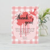 かわいいパステルレッドジンジャムベビーシャワー サンキューカード (スタンド正面)