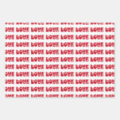 かわいいパステルレッドホワイトバレンタインズハートラブ ラッピングペーパーシート (正面3)