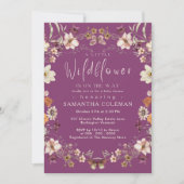 かわいいパステルワイルドフラワーベリーパープルベビーシャワー 招待状 (正面)