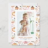 かわいいパステル不気味カップケーキハッピーハローウィン写真 シーズンカード (正面)