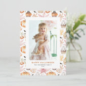 かわいいパステル不気味カップケーキハッピーハローウィン写真 シーズンカード (スタンド正面)