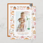かわいいパステル不気味カップケーキハッピーハローウィン写真 シーズンポストカード (正面/裏面)