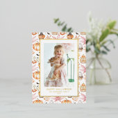 かわいいパステル不気味カップケーキハッピーハローウィン写真 箔シーズンポストカード (立ち正面)