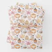 かわいいパステル不気味カップケーキハロウィーンパターン ラッピングペーパーシート (インサイチュ)