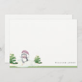 かわいいパステル冬のペンギン子供向けのあらゆる年齢の誕生日 ノートカード (正面/裏面)