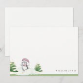 かわいいパステル冬のペンギン子供向け 誕生日 すべての年齢 ノートカード (正面/裏面)