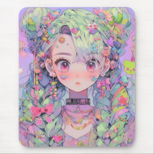 かわいいパステル原宿アニメガール編み マウスパッド