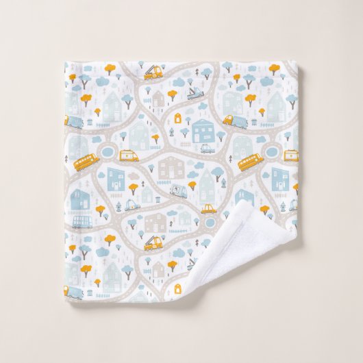 かわいいパステル周辺地図パターン バスタオルセット (ウォッシュタオル)