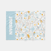 かわいいパステル周辺地図パターン フリースブランケット (正面(横))