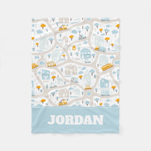 かわいいパステル周辺地図パターン フリースブランケット (正面)