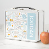 かわいいパステル周辺地図パターン メタルランチボックス (インサイチュ)