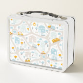 かわいいパステル周辺地図パターン メタルランチボックス (裏面)