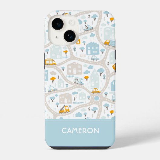 かわいいパステル周辺地図パターン iPhoneケース (裏面)