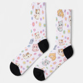 かわいいパステル子猫と花 ソックス (左)